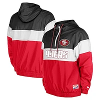 Men's New Era Scarlet San Francisco 49ers 3rd Down Raglan Quarter-Zip Windbreaker Jacket