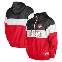 Men's New Era Scarlet San Francisco 49ers 3rd Down Raglan Quarter-Zip Windbreaker Jacket