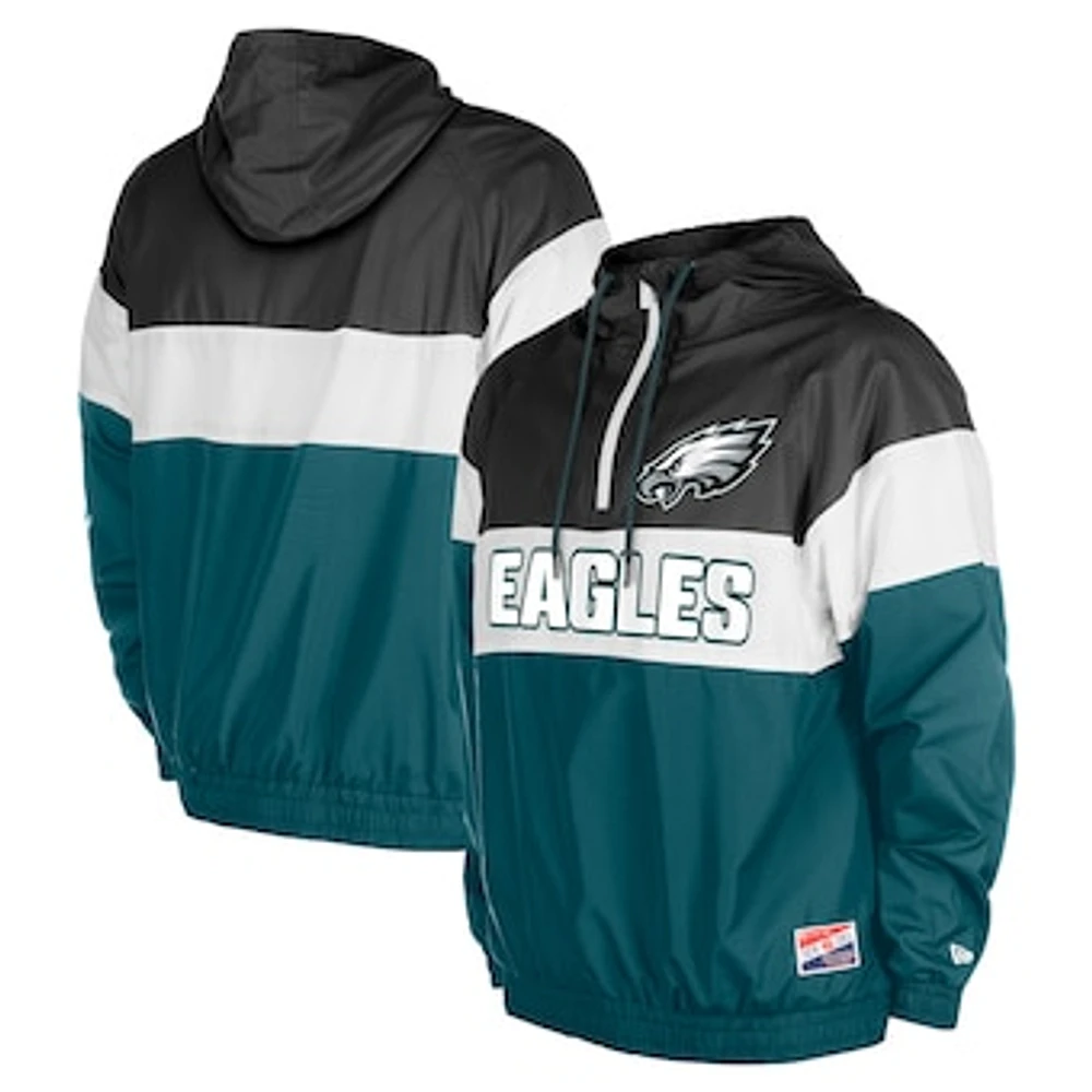 Men's New Era Midnight Green Philadelphia Eagles 3rd Down Raglan Quarter-Zip Windbreaker Jacket