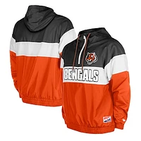 Men's New Era Orange Cincinnati Bengals 3rd Down Raglan Quarter-Zip Windbreaker Jacket