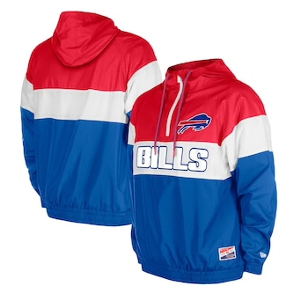 Men's New Era Royal Buffalo Bills 3rd Down Raglan Quarter-Zip Windbreaker Jacket