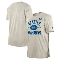 Men's New Era Tan Seattle Seahawks 3rd Down Retro Logo T-Shirt