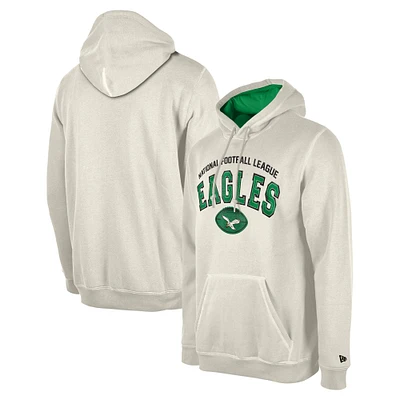 Men's New Era Cream Philadelphia Eagles Historic 3rd Down Pullover Hoodie