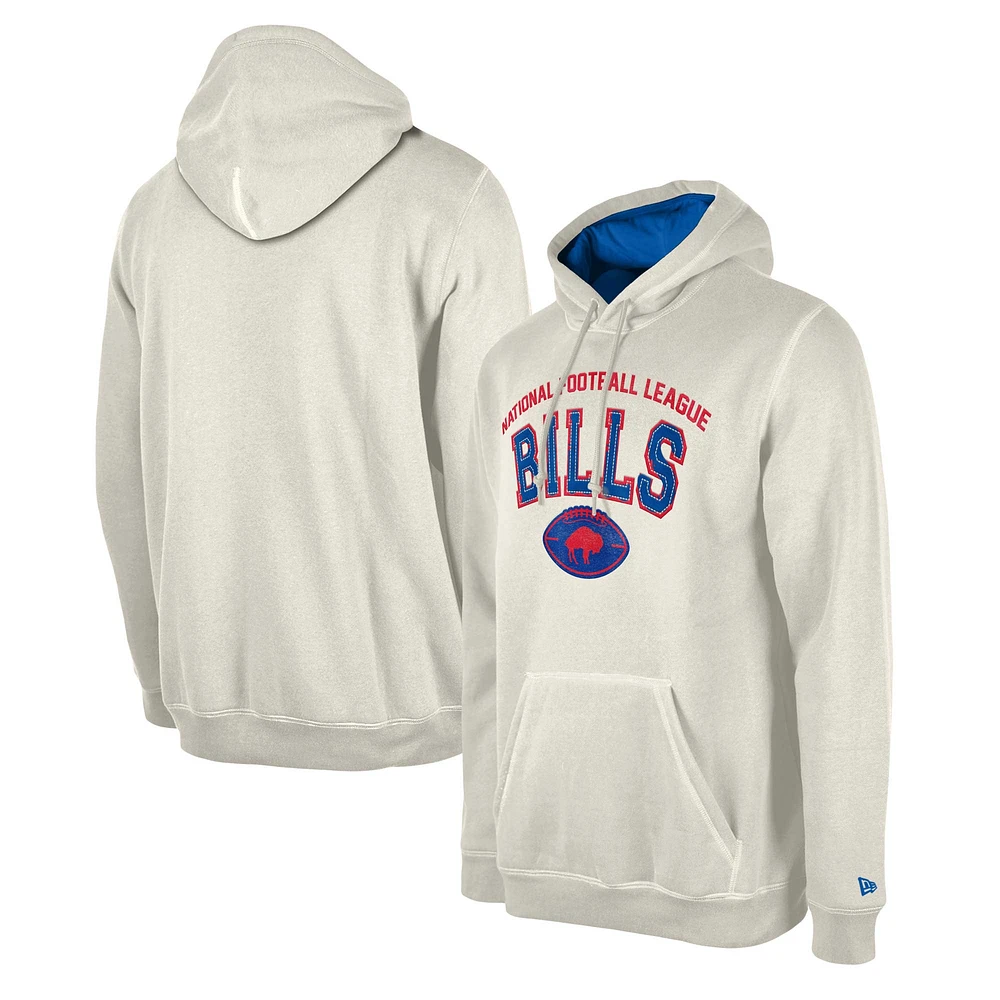 Men's New Era Cream Buffalo Bills Historic 3rd Down Pullover Hoodie