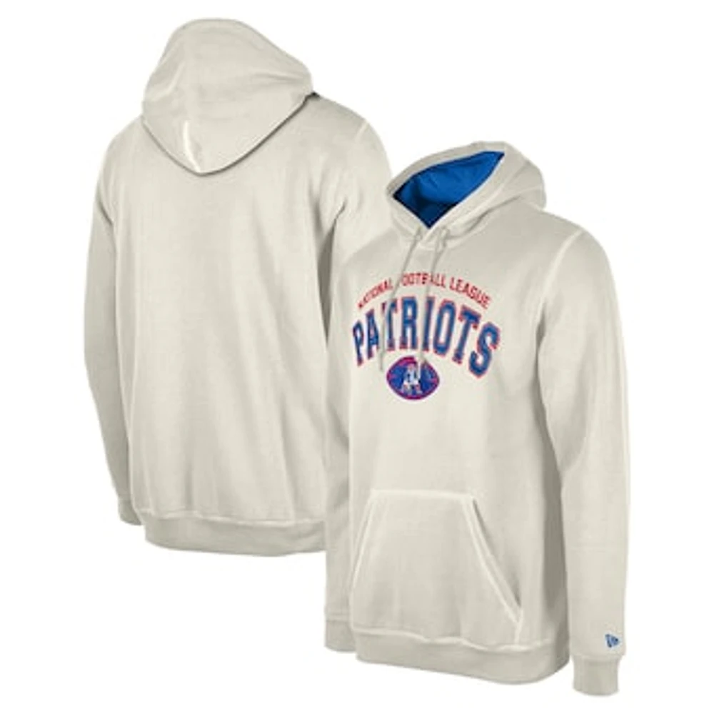 Men's New Era Cream England Patriots Historic 3rd Down Pullover Hoodie