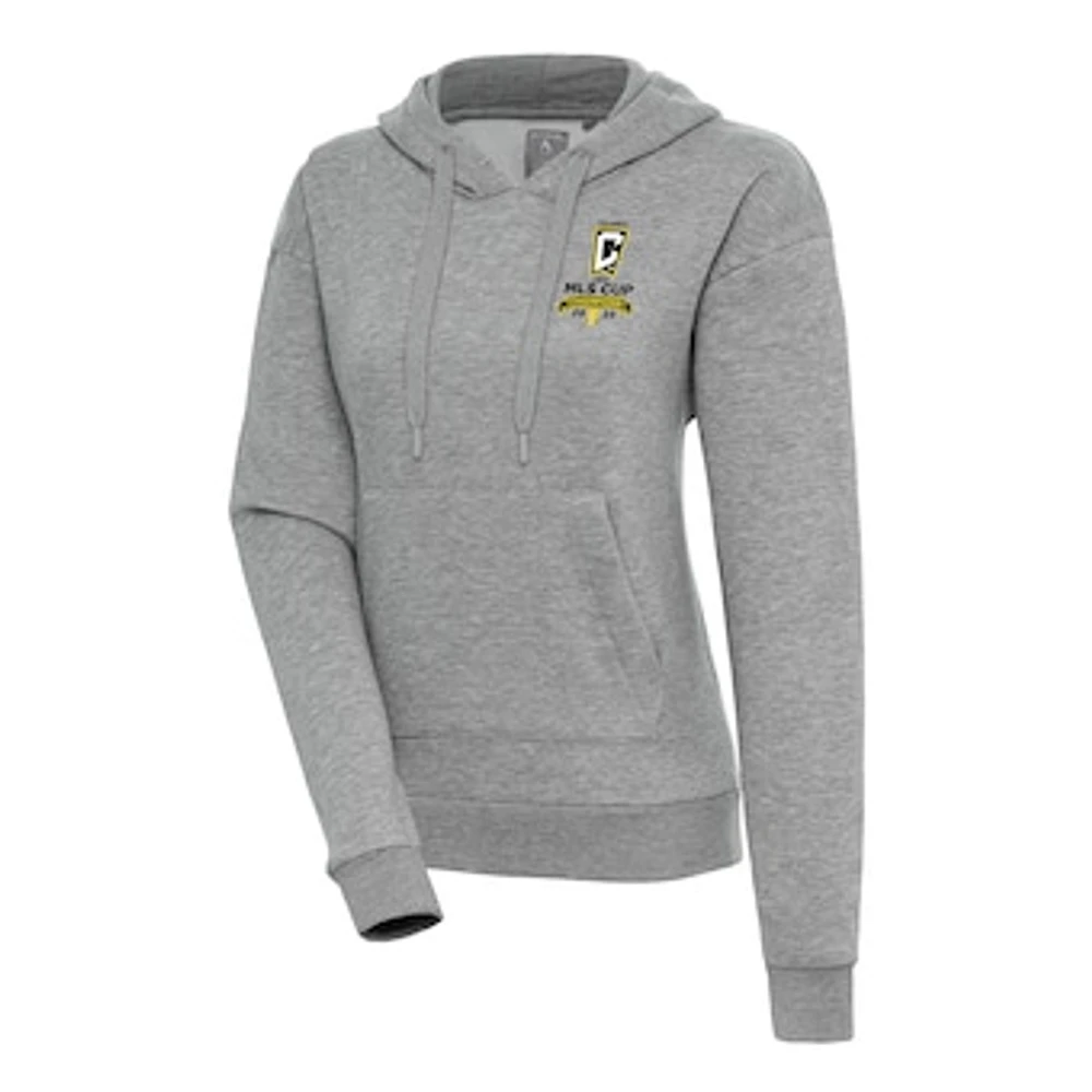 Women's Antigua  Heather Gray Columbus Crew 2023 MLS Cup Champions Victory Pullover Hoodie