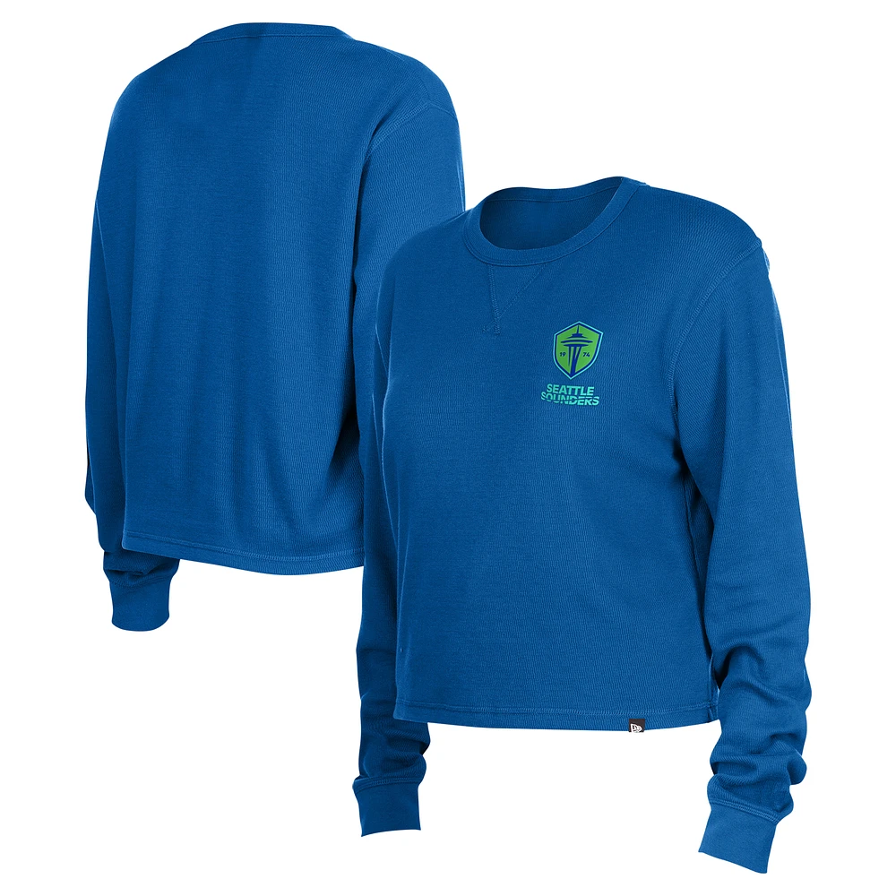 Women's 5th & Ocean by New Era Blue Seattle Sounders FC Sport Night Long Sleeve Thermal T-Shirt