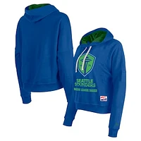 Women's 5th & Ocean by New Era Blue Seattle Sounders FC Throwback Pullover Hoodie