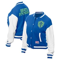 Women's 5th & Ocean by New Era Blue Seattle Sounders FC Throwback Full-Snap Jacket