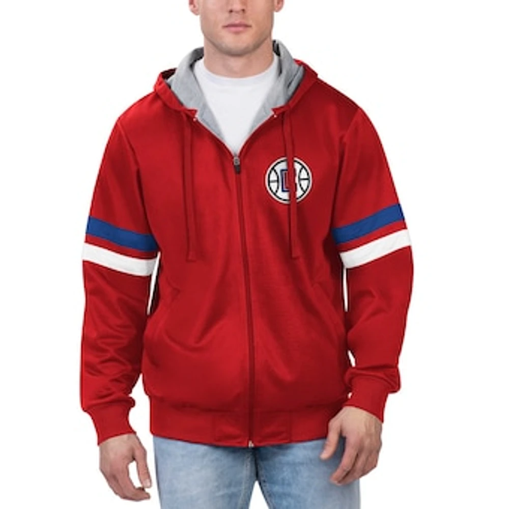 Men's G-III Sports by Carl Banks Red LA Clippers Contender Full-Zip Hoodie Jacket