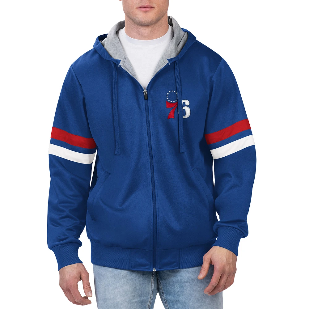 Men's G-III Sports by Carl Banks Royal Philadelphia 76ers Contender Full-Zip Hoodie Jacket