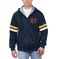 Men's G-III Sports by Carl Banks Navy Denver Nuggets Contender Full-Zip Hoodie Jacket