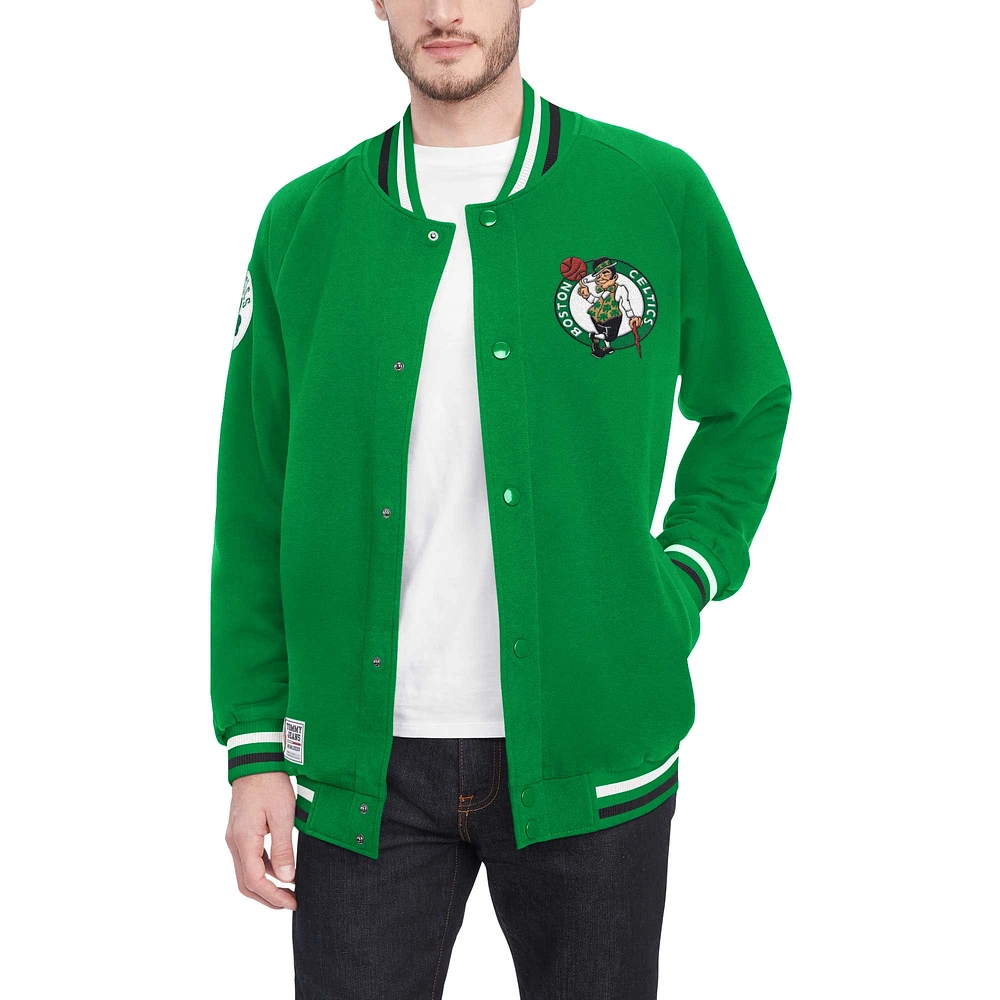 Men's Tommy Jeans Kelly Green Boston Celtics Dane Raglan Full-Snap Varsity Jacket