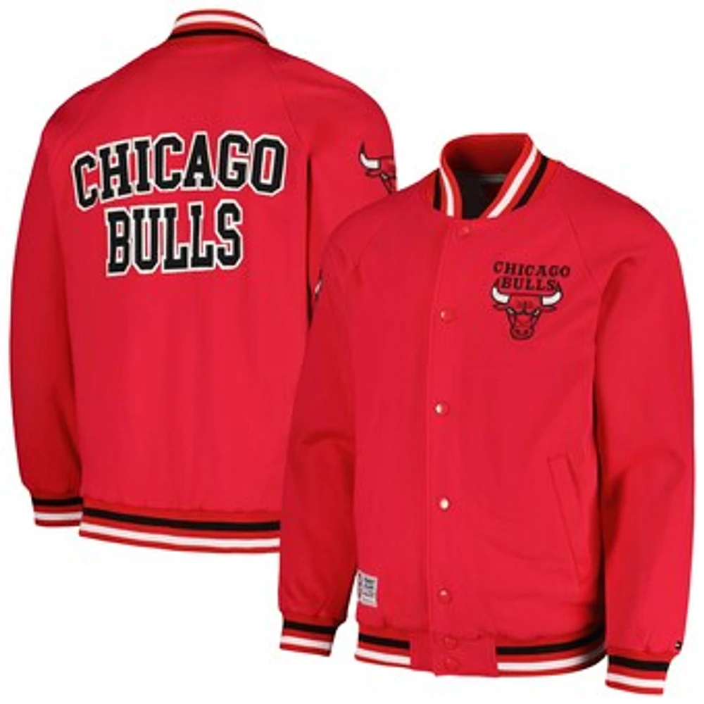 Men's Tommy Jeans Red Chicago Bulls Dane Raglan Full-Snap Varsity Jacket