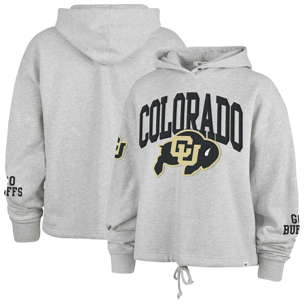 Women's '47 Heather Gray Colorado Buffaloes High Hopes Long Sleeve Cropped Hoodie