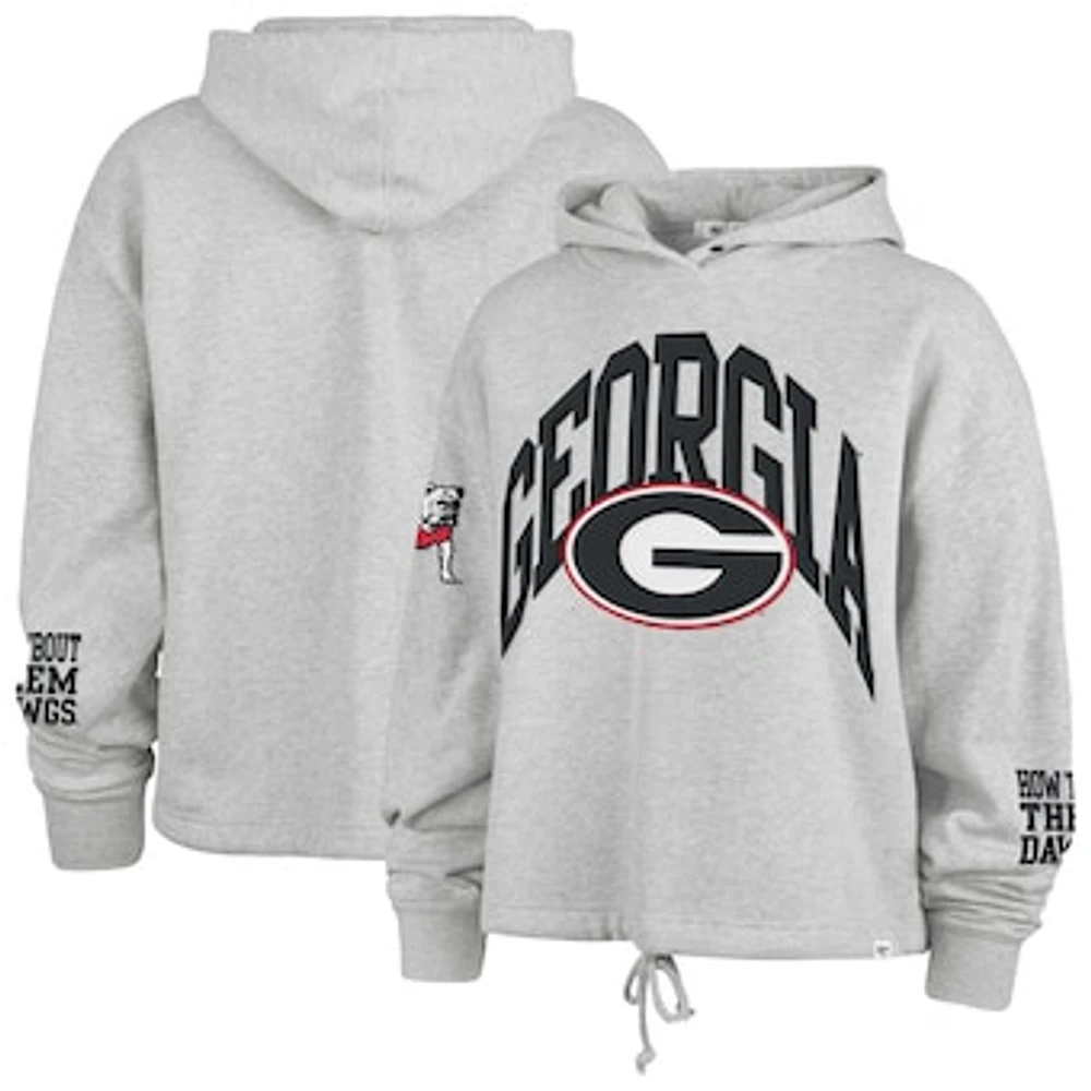 Women's '47 Heather Gray Georgia Bulldogs High Hopes Long Sleeve Cropped Hoodie