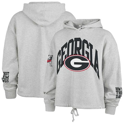 Women's '47 Heather Gray Georgia Bulldogs High Hopes Long Sleeve Cropped Hoodie