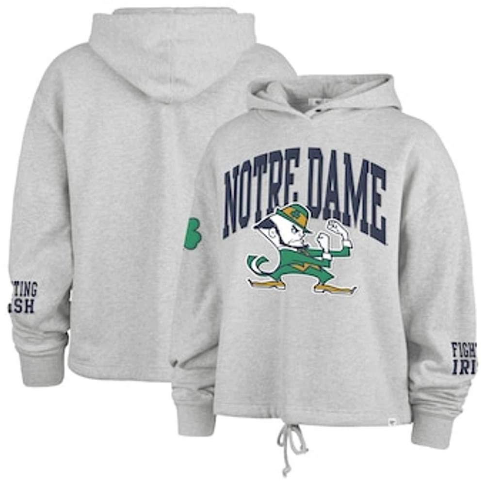 Women's '47 Heather Gray Notre Dame Fighting Irish High Hopes Long Sleeve Cropped Hoodie