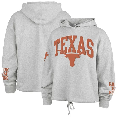 Women's '47 Heather Gray Texas Longhorns High Hopes Long Sleeve Cropped Hoodie