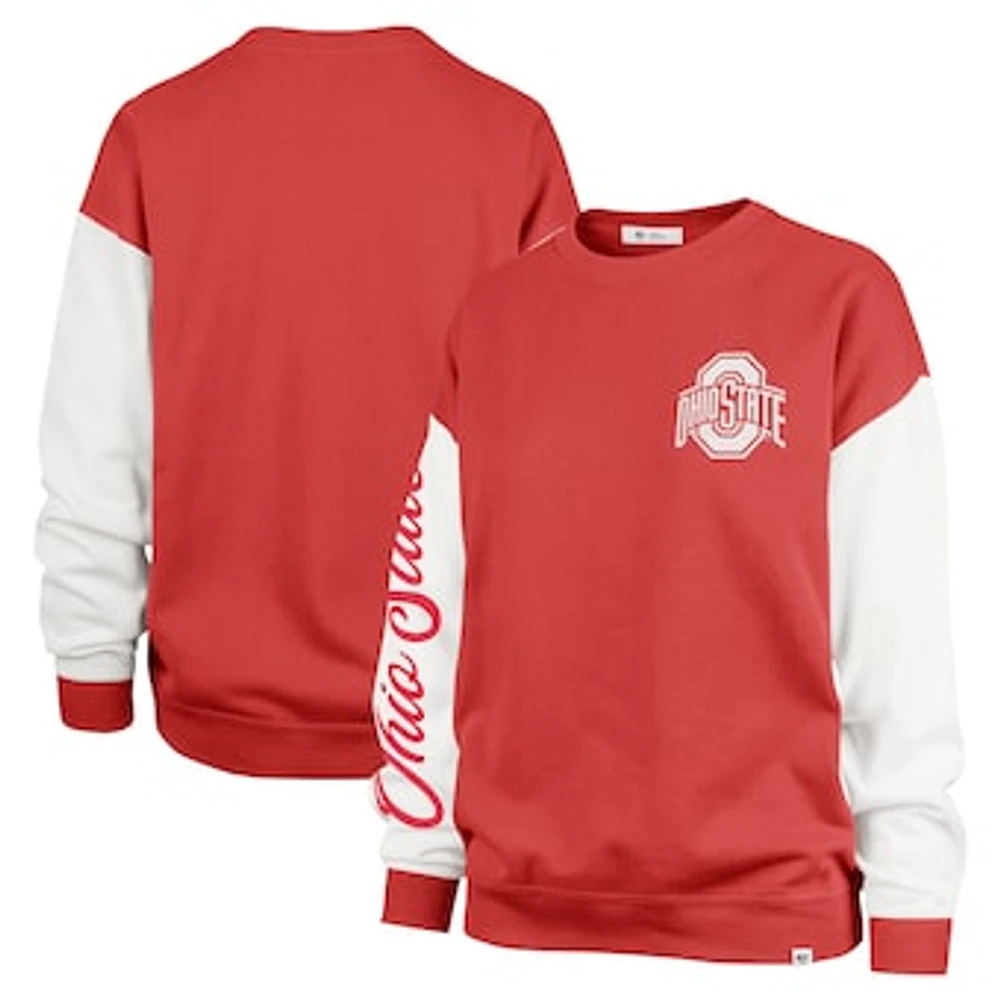 Women's '47  Scarlet Ohio State Buckeyes Double Header Rise Andie Pullover Sweatshirt