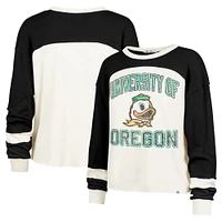 Women's '47  Cream Oregon Ducks Double Header Curve Raglan Long Sleeve T-Shirt