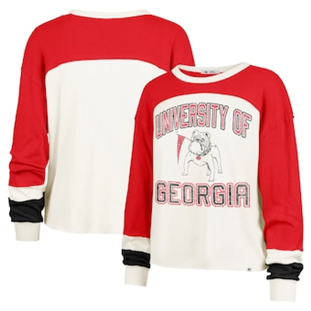 Women's '47  Cream Georgia Bulldogs Double Header Curve Raglan Long Sleeve T-Shirt