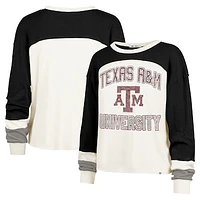 Women's '47  Cream Texas A&M Aggies Double Header Curve Raglan Long Sleeve T-Shirt