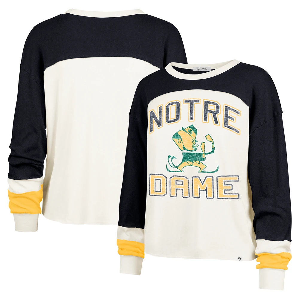 Women's '47  Cream Notre Dame Fighting Irish Double Header Curve Raglan Long Sleeve T-Shirt