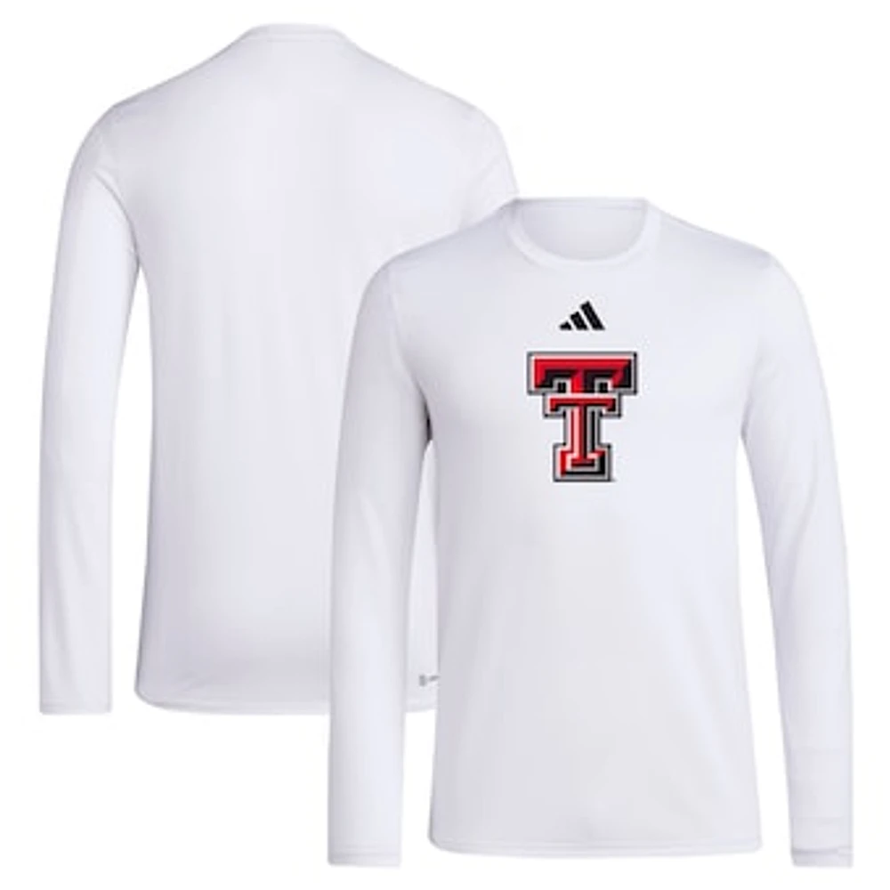 Men's adidas White Texas Tech Red Raiders Primary Locker Logo AEROREADY Long Sleeve T-Shirt