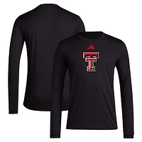 Men's adidas Black Texas Tech Red Raiders Primary Locker Logo AEROREADY Long Sleeve T-Shirt