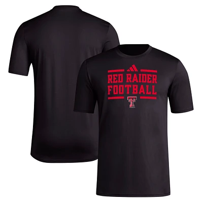 Men's adidas Black Texas Tech Red Raiders Locker Football Pre-Game AEROREADY T-Shirt