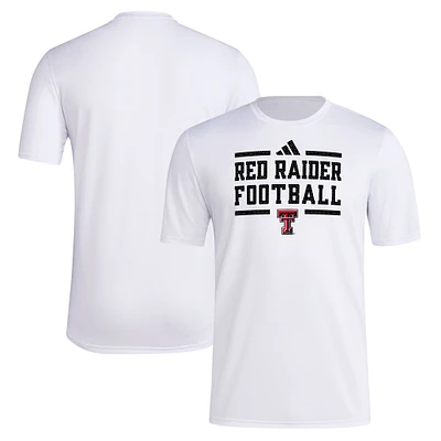 Men's adidas White Texas Tech Red Raiders Locker Football Pre-Game AEROREADY T-Shirt