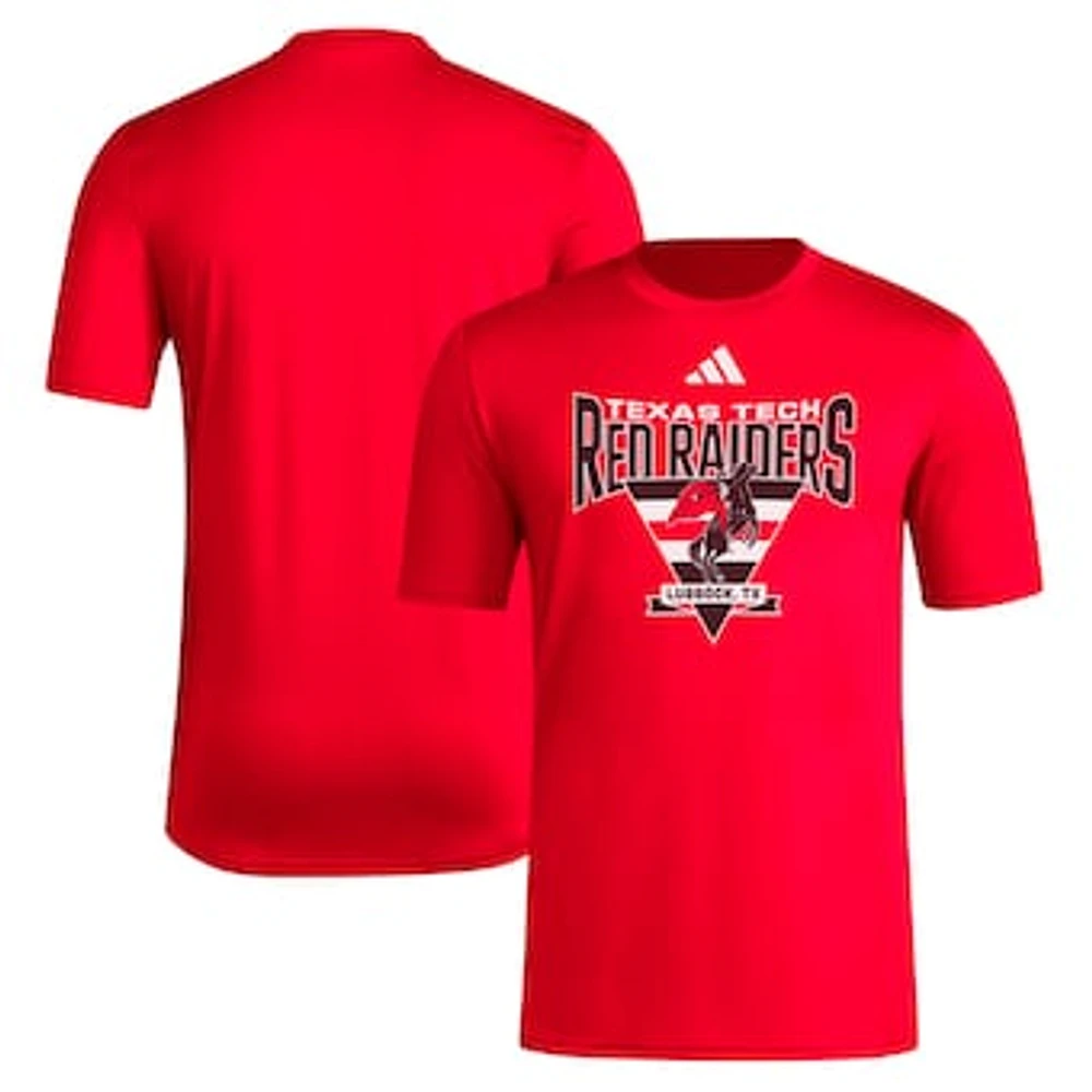 Men's adidas Red Texas Tech Raiders Locker Trilateral Pre-Game AEROREADY T-Shirt