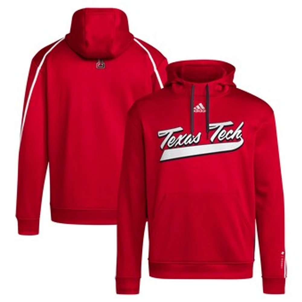 Men's adidas Red Texas Tech Raiders 2024 Sideline Travel Pullover Hoodie