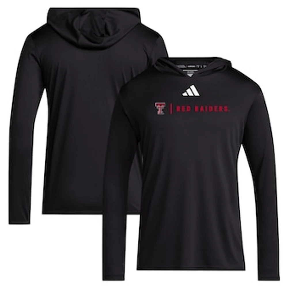 Men's adidas Black Texas Tech Red Raiders Sideline Long Sleeve Hoodie T-Shirt