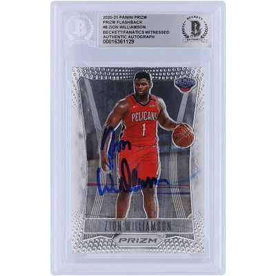 Zion Williamson New Orleans Pelicans Autographed 2020-21 Panini Prizm Flashback #8 Beckett Fanatics Witnessed Authenticated Card