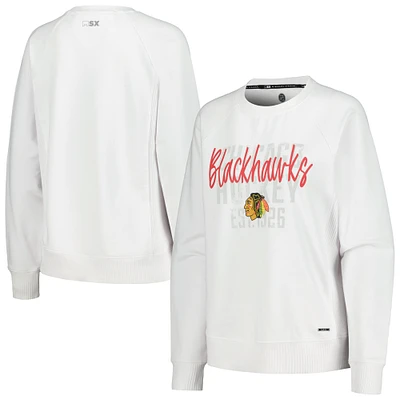 Women's MSX by Michael Strahan White Chicago Blackhawks Millie Raglan Pullover Sweatshirt