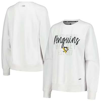 Women's MSX by Michael Strahan White Pittsburgh Penguins Millie Raglan Pullover Sweatshirt