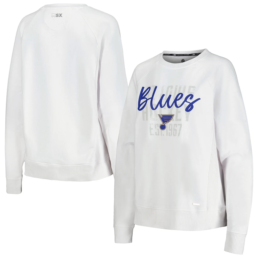 Women's MSX by Michael Strahan White St. Louis Blues Millie Raglan Pullover Sweatshirt