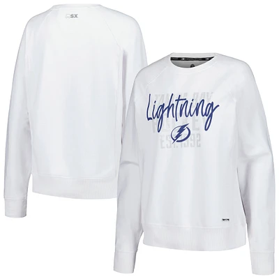 Women's MSX by Michael Strahan White Tampa Bay Lightning Millie Raglan Pullover Sweatshirt