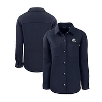 Women's Cutter & Buck Navy San Diego Chargers Helmet Logo Roam Eco Knit Shirt Jacket