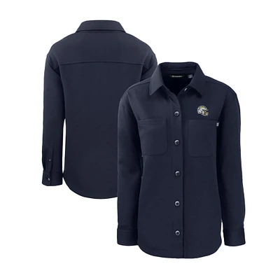 Women's Cutter & Buck Navy San Diego Chargers Helmet Logo Roam Eco Knit Shirt Jacket