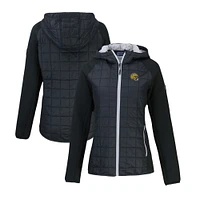 Women's Cutter & Buck Black Green Bay Packers Helmet Logo Rainier Primaloft Eco Full-Zip Hybrid Jacket
