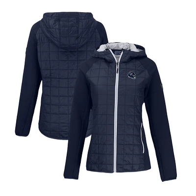 Women's Cutter & Buck Navy Houston Texans Helmet Logo Rainier Primaloft Eco Full-Zip Hybrid Jacket