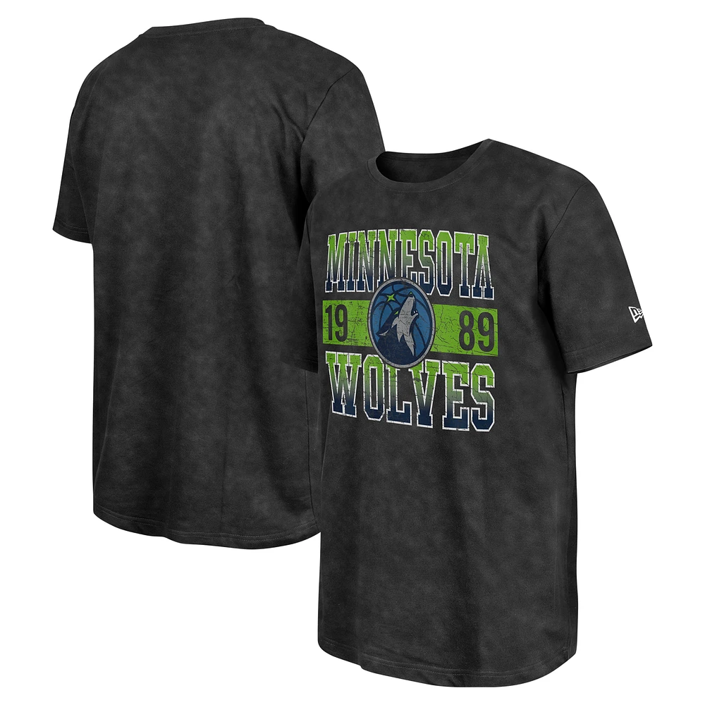 Men's New Era Black Minnesota Timberwolves Enzyme Washed Oversized T-Shirt