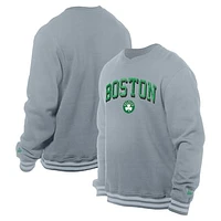 Men's New Era Gray Boston Celtics Chenille Cross Over Pullover Sweatshirt