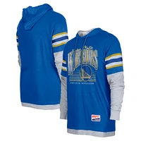 Men's New Era Royal Golden State Warriors Layered Long Sleeve Hoodie T-Shirt