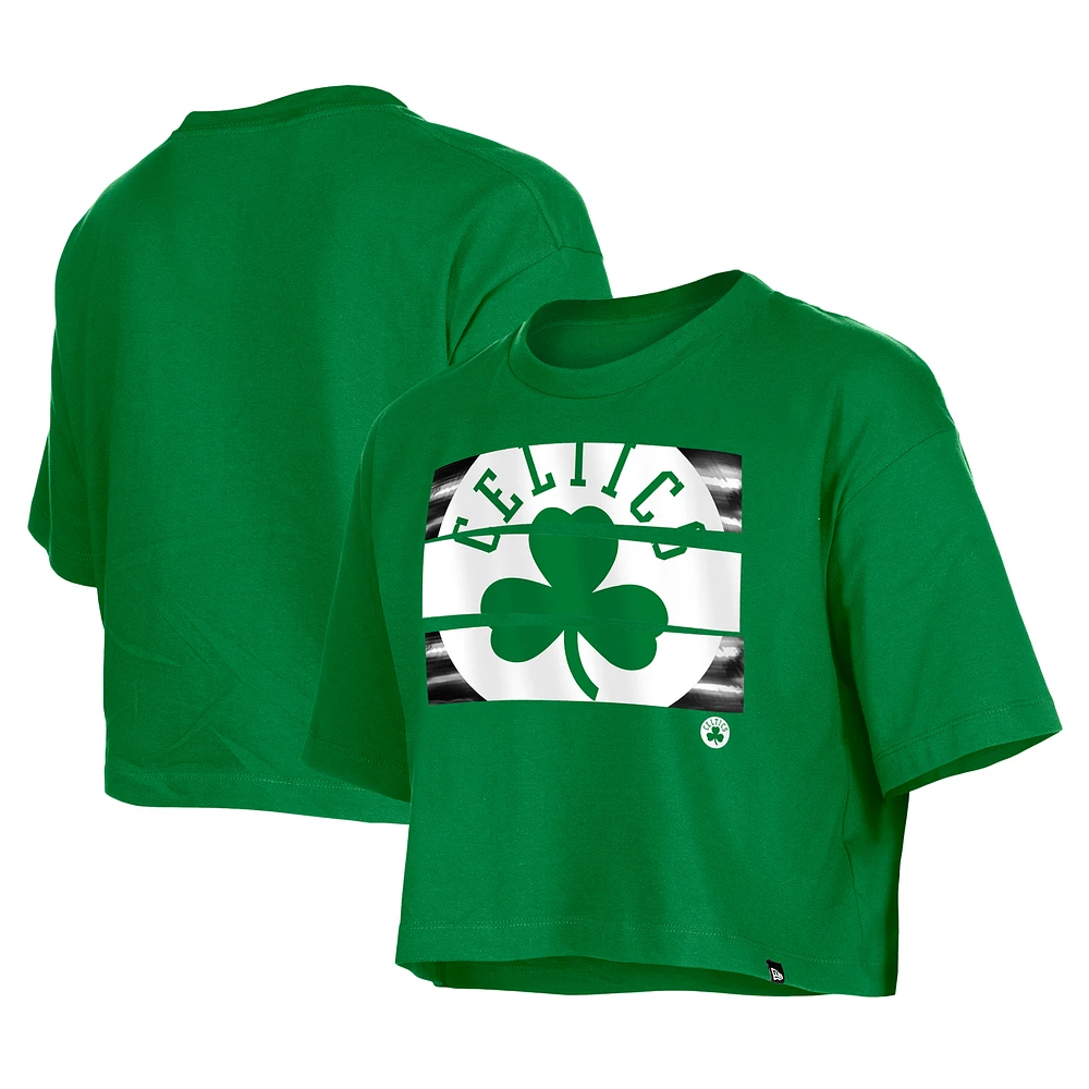 Women's New Era Kelly Green Boston Celtics Oversized Boxy Crop T-Shirt