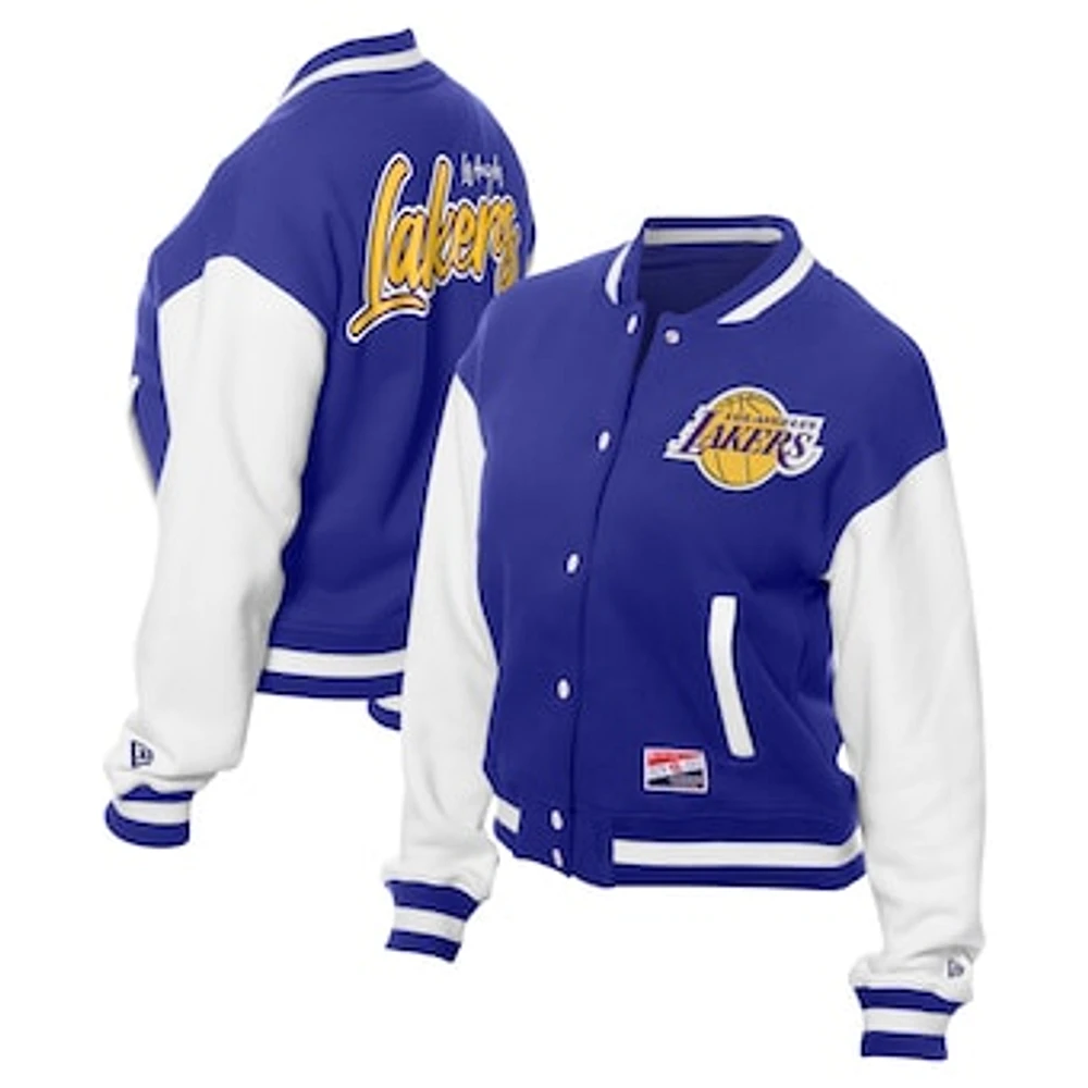 Women's New Era Purple Los Angeles Lakers Fleece Full-Snap Jacket