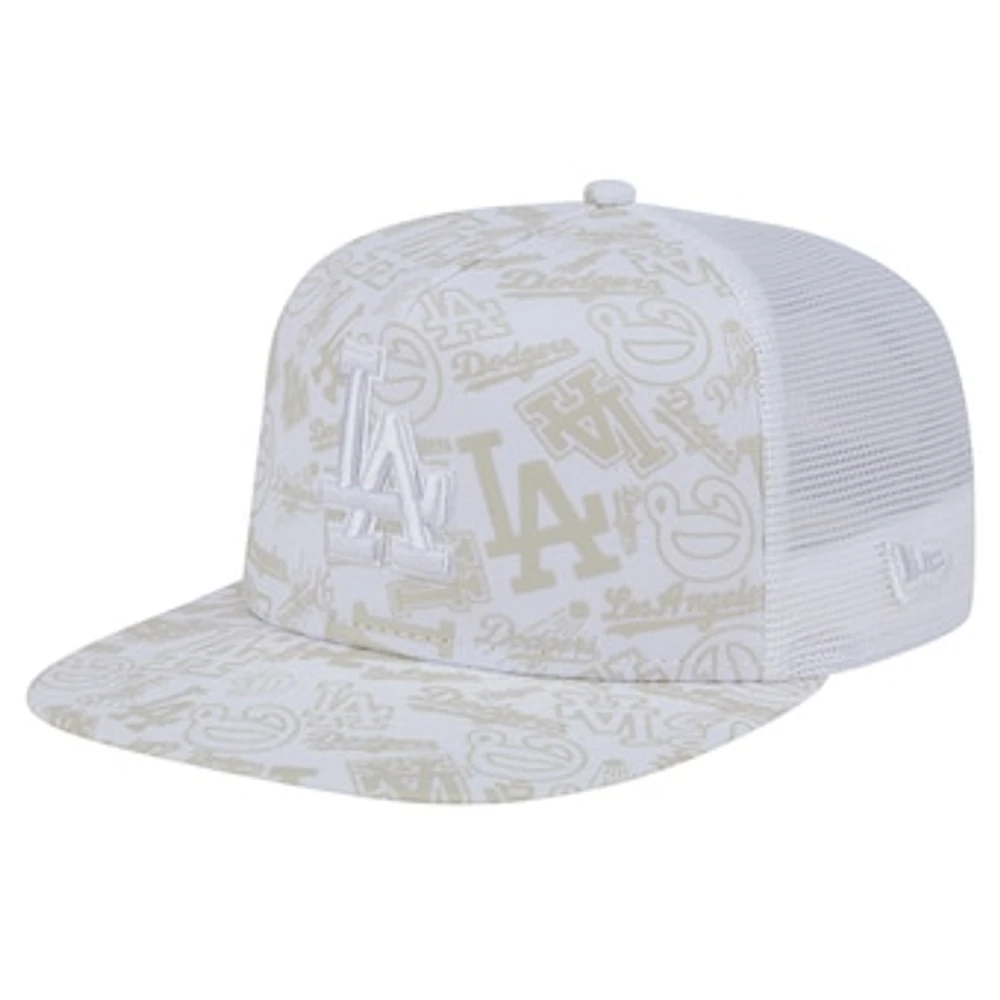 Men's New Era White Los Angeles Dodgers Logo Dunes A-Frame Trucker 9FIFTY Snapback Hat